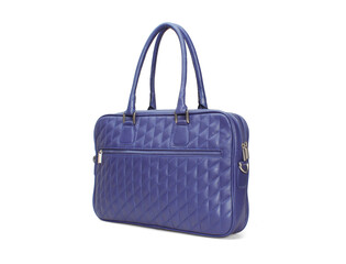 blue quilted leather handbag isolated