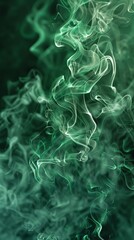 Ethereal green smoke drifts on a dark backdrop, creating an abstract ghostly effect