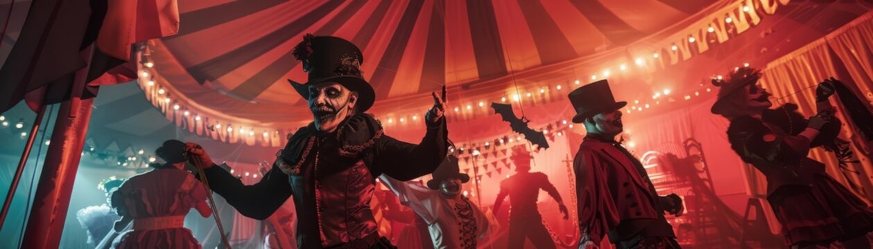 A dark carnival is coming to town, and you're invited! Step right up, step right up, for the greatest show on earth! See the bearded lady, the two-headed man, and the amazing human