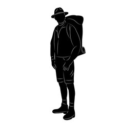 male traveler silhouette on white background vector