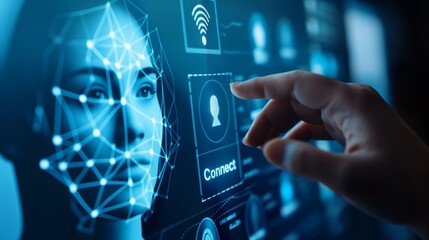 User Interacting with Advanced Biometric Authentication System