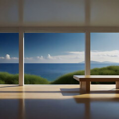room with view from the window to the sea