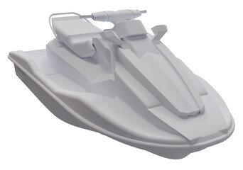 Jet Ski White 3D rendering isolated with transparent background