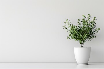 A plant in a white pot on a white table
