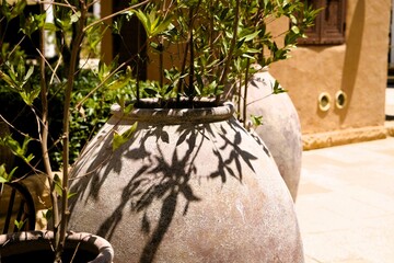 view on clay pottery in the Arabic garden