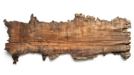 Torn Wooden Plank for Versatile Use on a white background