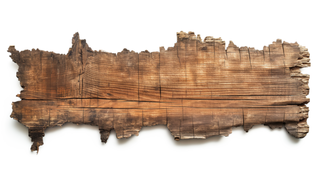 Torn Wooden Plank for Versatile Use on a white background