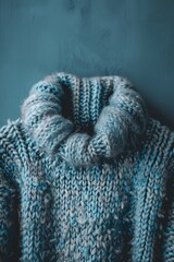 Cozy Winter Sweater on a Light Blue Background Generative AI