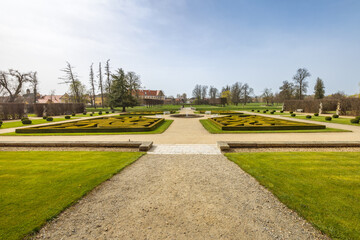 Chateau park of Jaromerice nad Rokytnou Castle in the Vysocina region of Czech Republic, Europe.