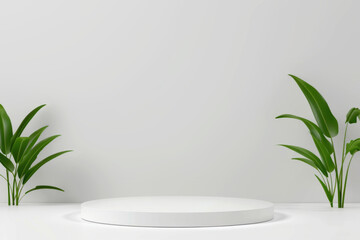 Minimalist Podium with Green Plants