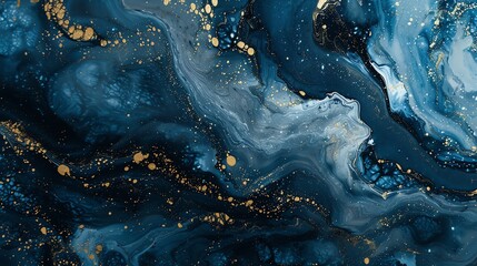 An ethereal dreamscape of swirling sapphire and cobalt blues, illuminated by shimmering golden...