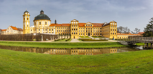 Jaromerice nad Rokytnou Castle with Church of Saint Margaret the Virgin, the Vysocina region of...