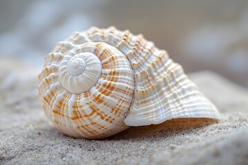 A shell on the sand with a shell on it