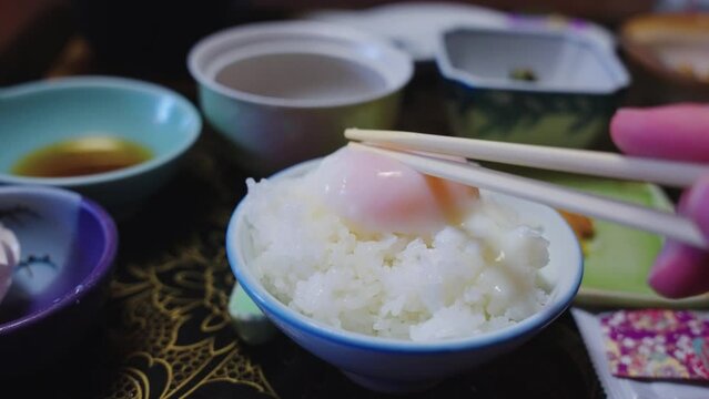 Onsen Egg over Rice, Tamagokake Japanese Simple Dish