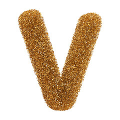 Golden Glitter 3d Font Uppercase . Gold Glitter Letter V