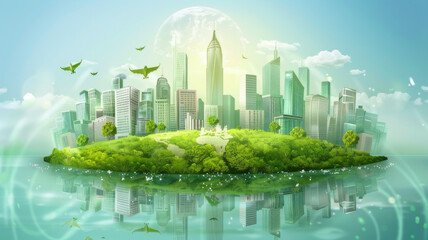 Obraz premium green city on earth, World environment and sustainable development concept