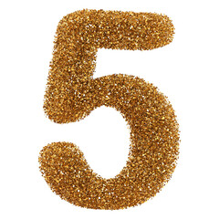 3d golden glitter number 5