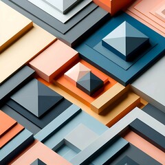 Close up overlapping geometric shapes in contrasting colors