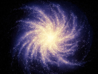 Young galaxy with star clusters. Spiral galaxy with arms of gas and stars. The birth of the...