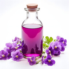 Obraz na płótnie Canvas Violet liqueur - Liqueur flavored with violet flowers, used in cocktails and desserts for its floral aroma and taste, single objects, white background for remove background.