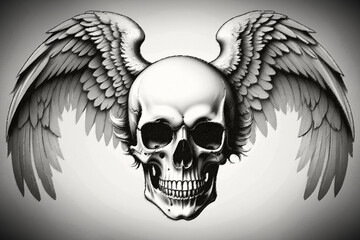skull with angel wings illustration ia