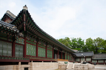 Obraz premium Exterior of the wooden buildings in the palace of Joseon Dynasty