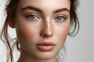 Fototapeta premium Close Up Portrait of Woman With Freckles