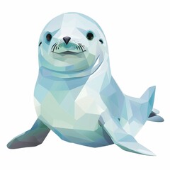 A cute baby seal is sitting on its back legs