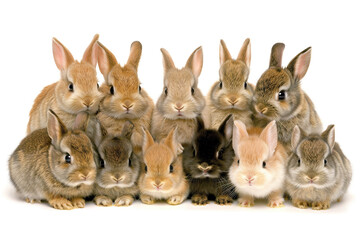 Cute Domestic Pets Isolated, White Background, Studio Portrait Animals