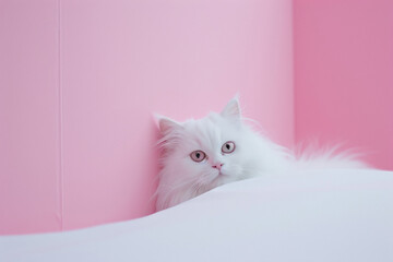 White cute adorable fluffy cat
