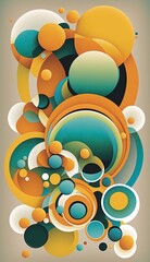 Background circular shapes vector in shades of orange, yellow, green, pale blue