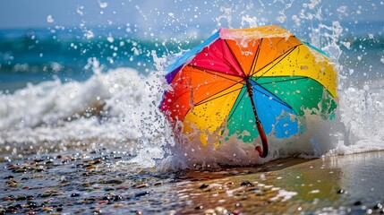 colorful umbrella in beach