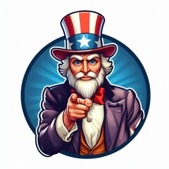 Man 4th of July patriotic American flag For Presidential Election Independence day Mascot Logo Character for Celebration USA (United State) Cartoon Clipart