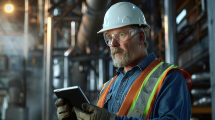 A Skilled Worker Inspecting Factory