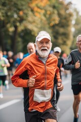Elderly Men Running in Marathon
