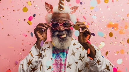 Man in a Whimsical Unicorn Costume