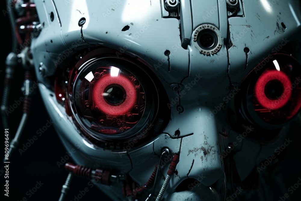Poster robot face. science ai model. generate ai