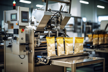 A bag of rice rests gracefully on top of a powerful pasta factory machine, ready to be transformed into delicious pasta