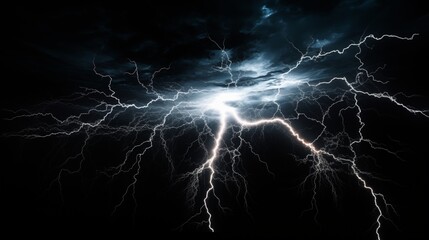 A Mesmerizing Network of Intense Lightning Strikes Illuminating the Dark Sky at Night