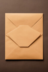 Wedding invitation or greeting card mockup and craft paper envelope