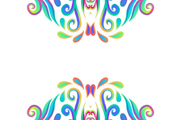 Beautiful batik ethnic dayak flowers frame line art pattern background 