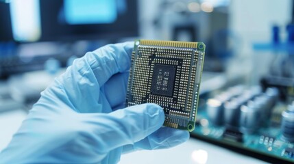 A Hand Holding Microprocessor Chip