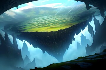 ゲーム背景独立した文明を持つ断崖絶壁に囲まれた隠れ里