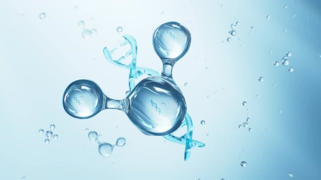 DNA and molecular structure, skincare and biomedical concept, 3d rendering.