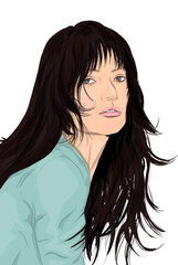 portrait of a beautiful woman with long hair without a background