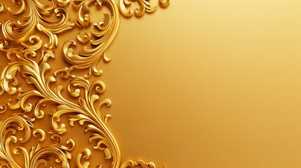 Luxurious gold floral ornament on a seamless golden background