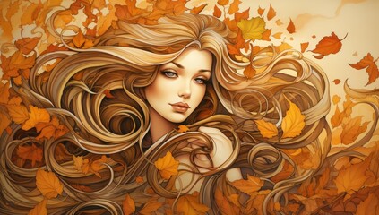 Fantasy Bloom: Elegant Woman Enveloped by Petals, Her Golden Hair Adding an Aura of Beauty