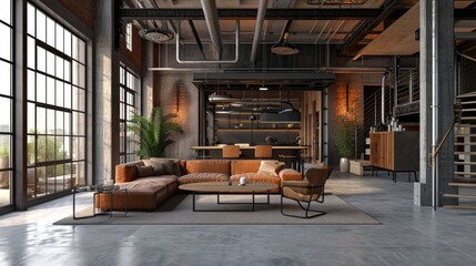 Stylish Modern Industrial Living Room Design