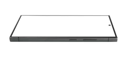flat rays, smartphone mockup blank screen isolated with clipping path on transparent background.