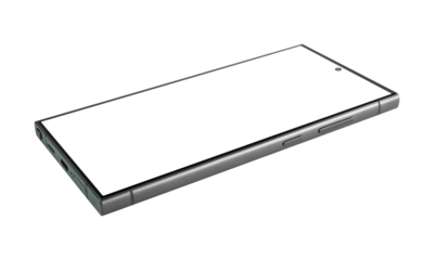 flat rays, smartphone mockup blank screen isolated with clipping path on transparent background.